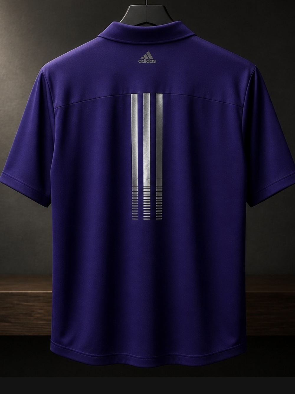 Adidas Men's Purple Polo Shirt with Reflective Back Stripes M